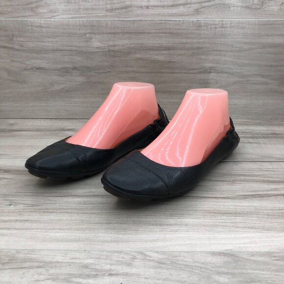 Peter Millar Ballet Flats Womens 8.5M Black Leather Slip On Shoes - Picture 4 of 13